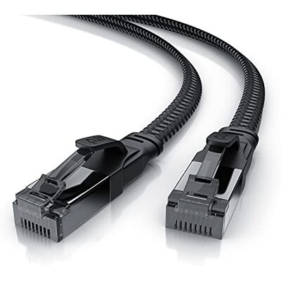 CSL-Computer Primewire 25cm Cavo Ethernet 40 Gbps – Cat 8- Alta Velocitá FFTP Cavo Patch di Rete LAN Compatibile Cat 6 Cat 7-2000MHz Cavo Piatto Schermato Intercciato in Nylon Nero CSL-Computer Primewire 25cm Cavo Ethernet 40 Gbps – Cat 8- Alta Velocitá FFTP Cavo Patch di Rete LAN Compatibile Cat 6 Cat 7-2000MHz Cavo Piatto Schermato Intercciato in Nylon Nero