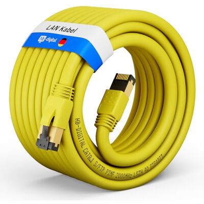HB-Digital 10m Cavo di rete CAT 8.1 S/FTP LSZH Giallo 40 Gbps Cavo patch LAN Gigabit RJ45 maschio Ethernet PIMF 2000 MHz Compatibile con Cat.6 Cat.7 Cat.8 HB-Digital 10m Cavo di rete CAT 8.1 S/FTP LSZH Giallo 40 Gbps Cavo patch LAN Gigabit RJ45 maschio Ethernet PIMF 2000 MHz Compatibile con Cat.6 Cat.7 Cat.8