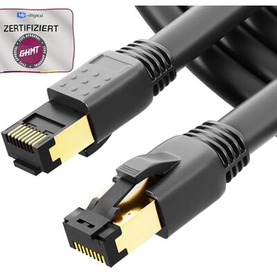 HB-Digital 7.5m Cavo di rete CAT 8.1 S/FTP LSZH Nero 40 Gbps Cavo patch LAN Gigabit RJ45 maschio Ethernet PIMF 2000 MHz Compatibile con Cat.6 Cat.7 Cat.8 HB-Digital 7.5m Cavo di rete CAT 8.1 S/FTP LSZH Nero 40 Gbps Cavo patch LAN Gigabit RJ45 maschio Ethernet PIMF 2000 MHz Compatibile con Cat.6 Cat.7 Cat.8