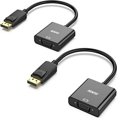 BENFEI Adattatore DisplayPort a VGA 2 Confezioni, Unidirezionale Convertitore DP Maschio a VGA Femmina 1080P per Lenovo Dell HP Asus BENFEI Adattatore DisplayPort a VGA 2 Confezioni, Unidirezionale Convertitore DP Maschio a VGA Femmina 1080P per Lenovo Dell HP Asus