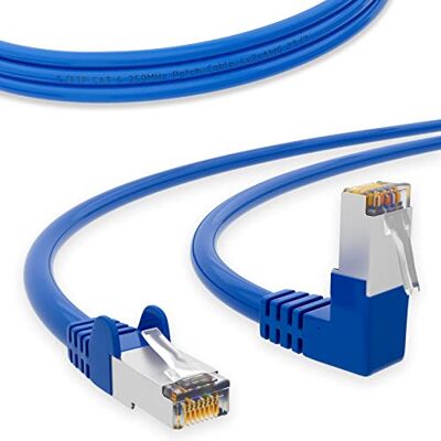 HB-Digital Cavo di rete LAN a 90° con connettore RJ45 maschio, in rame, cat. 6, professionale, S/FTP PIMF LSZH, senza alogeni, conforme alla normativa RoHS, AWG 27/7, patch Ethernet 5m Blu HB-Digital Cavo di rete LAN a 90° con connettore RJ45 maschio, in rame, cat. 6, professionale, S/FTP PIMF LSZH, senza alogeni, conforme alla normativa RoHS, AWG 27/7, patch Ethernet 5m Blu