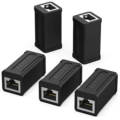 BENFEI Accoppiatore in linea RJ45, accoppiatore Ethernet Cat5e Cat7 Cat6 da 5 pezzi femmina a femmina BENFEI Accoppiatore in linea RJ45, accoppiatore Ethernet Cat5e Cat7 Cat6 da 5 pezzi femmina a femmina