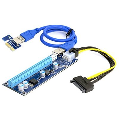 chenyang Adattatore per scheda Riser da PCI-Express X1 a X16 GPU con cavo di alimentazione USB 3.0 e SATA chenyang Adattatore per scheda Riser da PCI-Express X1 a X16 GPU con cavo di alimentazione USB 3.0 e SATA