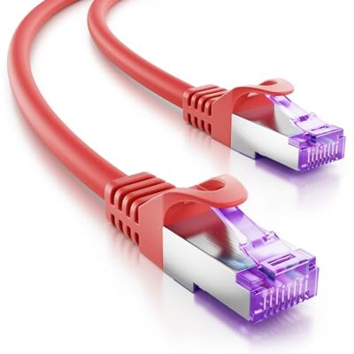 deleyCON 7,5m Cavo Rete CAT7-10 Gigabit Cavo Patch RJ45 Ethernet (Rame, Schermatura S/FTP PiMF) per Highspeed LAN DSL Switch Modem Router Patchpanel CAT7 CAT6 CAT5 Rosso deleyCON 7,5m Cavo Rete CAT7-10 Gigabit Cavo Patch RJ45 Ethernet (Rame, Schermatura S/FTP PiMF) per Highspeed LAN DSL Switch Modem Router Patchpanel CAT7 CAT6 CAT5 Rosso