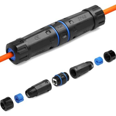 HB-Digital 1 cavo patch RJ45, CAT. 7 outdoor IP68, impermeabile, cavo di rete Ethernet, adattatore LAN, prolunga RJ45 femmina (8P8C) STP AWG26-22, per esterni, nero HB-Digital 1 cavo patch RJ45, CAT. 7 outdoor IP68, impermeabile, cavo di rete Ethernet, adattatore LAN, prolunga RJ45 femmina (8P8C) STP AWG26-22, per esterni, nero