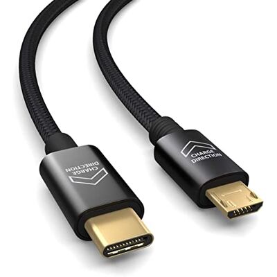 PAXO Cavo da 2 m MICRO USB a USB C, OTG, ricarica dispositivi USB C, cavo di ricarica, adattatore di ricarica, cavo dati, USB 2.0 PAXO Cavo da 2 m MICRO USB a USB C, OTG, ricarica dispositivi USB C, cavo di ricarica, adattatore di ricarica, cavo dati, USB 2.0