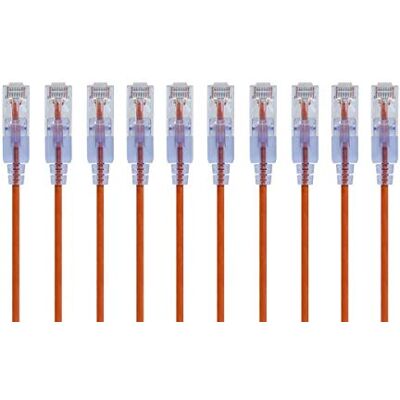 Monoprice Cavo patch Ethernet Cat6A UTP, 30 AWG, 10 G, in puro rame nudo, antigroviglio, RJ45, serie SlimRun, 15 cm, arancione, confezione da 10 Monoprice Cavo patch Ethernet Cat6A UTP, 30 AWG, 10 G, in puro rame nudo, antigroviglio, RJ45, serie SlimRun, 15 cm, arancione, confezione da 10