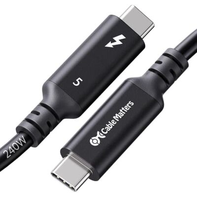 Cable Matters [certificato Intel Cavo Thunderbolt 5 80G, 1,5 m, nero Video dual 8K / 4K@540Hz, ricarica 240 W, larghezza di banda fino a 120 Gbit/s, nero, compatibile con TB 4/3, USB4 e USB-C Cable Matters [certificato Intel Cavo Thunderbolt 5 80G, 1,5 m, nero Video dual 8K / 4K@540Hz, ricarica 240 W, larghezza di banda fino a 120 Gbit/s, nero, compatibile con TB 4/3, USB4 e USB-C