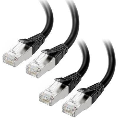 Cable Matters Confezione da 2 cavi Ethernet Cat 8 40G schermato, 7,5 m Schermato, Cat 8 Ethernet cavo, 10/25 / 40GBASE-T, S / FTP, 2000MHz, PoE++, Gaming LAN cavo, Cavo di rete Cable Matters Confezione da 2 cavi Ethernet Cat 8 40G schermato, 7,5 m Schermato, Cat 8 Ethernet cavo, 10/25 / 40GBASE-T, S / FTP, 2000MHz, PoE++, Gaming LAN cavo, Cavo di rete
