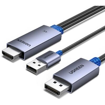 UGREEN 2M Cavo HDMI a DisplayPort 4K 60Hz Trasmissione Bidirezionale Supporto HDR HDCP Adattatore DisplayPort a HDMI e Cavo Ricarica USB A Compatibile con Switch 2 PS 5 4 Xbox PC TV Monitor UGREEN 2M Cavo HDMI a DisplayPort 4K 60Hz Trasmissione Bidirezionale Supporto HDR HDCP Adattatore DisplayPort a HDMI e Cavo Ricarica USB A Compatibile con Switch 2 PS 5 4 Xbox PC TV Monitor