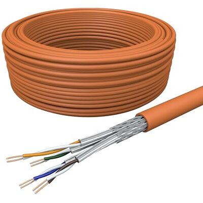 Draka Cavo di rete LAN, 100 m, Cat 7 S/FTP PiMF LSZH, senza alogeni, AWG 23/1, cavo di installazione PoE, 100% rame UC900 HS23 GHMT PVP, certificato EU, 10 Gbit/s arancione Draka Cavo di rete LAN, 100 m, Cat 7 S/FTP PiMF LSZH, senza alogeni, AWG 23/1, cavo di installazione PoE, 100% rame UC900 HS23 GHMT PVP, certificato EU, 10 Gbit/s arancione