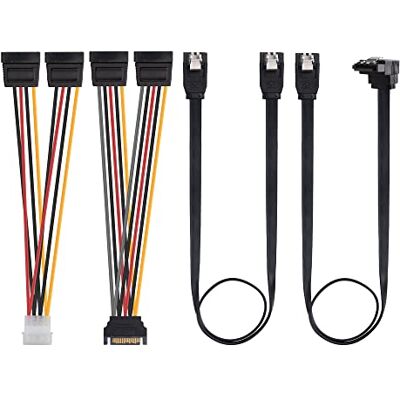 Cable Matters Cavo SATA III angolato 6 Gbit/s, Nero Adattatore di alimentazione e adattatore Molex, SATA3 maschio, Adattatore splitter di alimentazione, Molex adattatore Cable Matters Cavo SATA III angolato 6 Gbit/s, Nero Adattatore di alimentazione e adattatore Molex, SATA3 maschio, Adattatore splitter di alimentazione, Molex adattatore