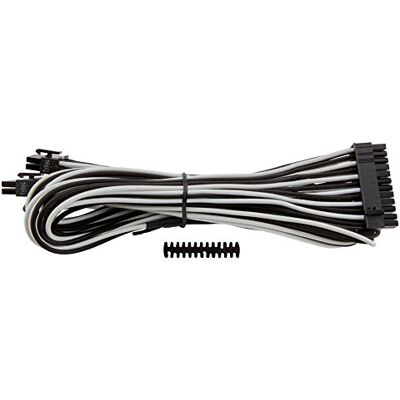 Corsair Internal Black Power Cable 24pin ATX, Male/Male, RMi Series, RMX Series, SF Series, Type 4 PSU, Bianco/Nero Corsair Internal Black Power Cable 24pin ATX, Male/Male, RMi Series, RMX Series, SF Series, Type 4 PSU, Bianco/Nero