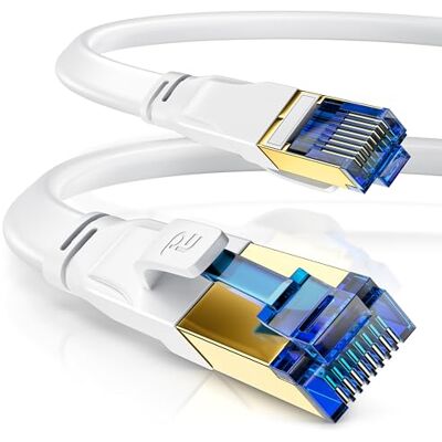 CSL-Computer Cavo di rete CAT 8 ad alta velocità Gigabit RJ45, 40000 Mbits, 40 Gbps, piatto, colore: Bianco CSL-Computer Cavo di rete CAT 8 ad alta velocità Gigabit RJ45, 40000 Mbits, 40 Gbps, piatto, colore: Bianco