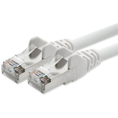 1aTTack.de 1aTTack Cavo Patch di rete CAT 5e con schermatura FTP con 2 spine RJ45 bianco 15 m 1aTTack.de 1aTTack Cavo Patch di rete CAT 5e con schermatura FTP con 2 spine RJ45 bianco 15 m