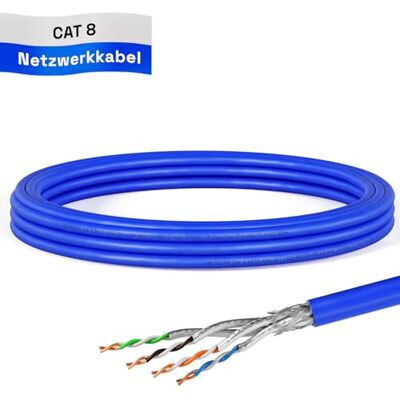 HB-Digital Cat 8.1 Cavo di rete da 5m, cavo di installazione, cavo dati Ethernet LAN, Cat.8, fino a 40 Gbps, rame, S/FTP 2000 MHz, PIMF, LSZH, senza alogeni, conforme a RoHS AWG 22/1, blu HB-Digital Cat 8.1 Cavo di rete da 5m, cavo di installazione, cavo dati Ethernet LAN, Cat.8, fino a 40 Gbps, rame, S/FTP 2000 MHz, PIMF, LSZH, senza alogeni, conforme a RoHS AWG 22/1, blu