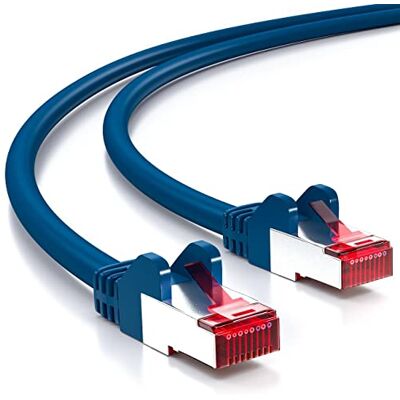 deleyCON 1m Cavo di Rete Cat6-1000 Mbit (Rame, S/FTP, Privo di Alogeni) Cavo Patch RJ45 Gigabit Ethernet LAN per DSL Internet WLAN Switch Router Modem Patch Panel PoE Blu deleyCON 1m Cavo di Rete Cat6-1000 Mbit (Rame, S/FTP, Privo di Alogeni) Cavo Patch RJ45 Gigabit Ethernet LAN per DSL Internet WLAN Switch Router Modem Patch Panel PoE Blu