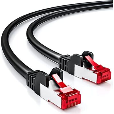 deleyCON 0,5m Cavo di Rete Cat6-1000 Mbit (Rame, S/FTP, Privo di Alogeni) Cavo Patch RJ45 Gigabit Ethernet LAN per DSL Internet WLAN Switch Router Modem Patch Panel PoE Nero deleyCON 0,5m Cavo di Rete Cat6-1000 Mbit (Rame, S/FTP, Privo di Alogeni) Cavo Patch RJ45 Gigabit Ethernet LAN per DSL Internet WLAN Switch Router Modem Patch Panel PoE Nero