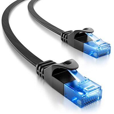 deleyCON 25m Cavo Rete CAT6 Piatto 1000 Mbit Gigabit LAN CAT 6 RJ45 Ethernet Patch Cavo Piatto Installazione per Internet Switch Router Modem Patchpanel Nero deleyCON 25m Cavo Rete CAT6 Piatto 1000 Mbit Gigabit LAN CAT 6 RJ45 Ethernet Patch Cavo Piatto Installazione per Internet Switch Router Modem Patchpanel Nero