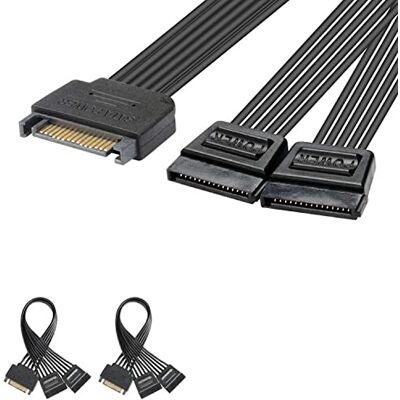 J&D 2er Pack 15 Pin Cavo Adatattore di Alimentazione, SATA Power Y Cable, Maschio a Femmina 20cm J&D 2er Pack 15 Pin Cavo Adatattore di Alimentazione, SATA Power Y Cable, Maschio a Femmina 20cm