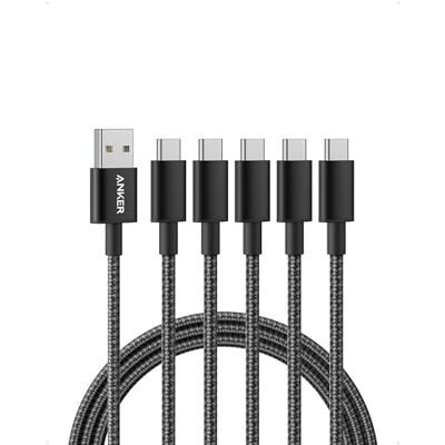 Anker 331 Cavo USB Type-C, Confezione da 5, Doppio Nylon Intrecciato Anker 331 Cavo USB Type-C, Confezione da 5, Doppio Nylon Intrecciato