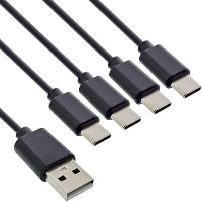 InLine ® Cavo di Ricarica a Y USB 4in1, 1x Spina USB-A/ 4X Spina USB-C, Nero 2m InLine ® Cavo di Ricarica a Y USB 4in1, 1x Spina USB-A/ 4X Spina USB-C, Nero 2m