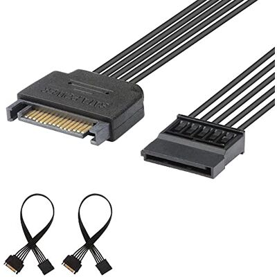J&D 2 Confezioni 15 Pin Cavo di Alimentazione SATA, Maschio a Femmina Cavo 25cm, Nero J&D 2 Confezioni 15 Pin Cavo di Alimentazione SATA, Maschio a Femmina Cavo 25cm, Nero
