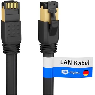 HB-Digital 1.5m Cavo di rete CAT 8.1 S/FTP LSZH Nero 40 Gbps Cavo patch LAN Gigabit RJ45 maschio Ethernet PIMF 2000 MHz Compatibile con Cat.6 Cat.7 Cat.8 HB-Digital 1.5m Cavo di rete CAT 8.1 S/FTP LSZH Nero 40 Gbps Cavo patch LAN Gigabit RJ45 maschio Ethernet PIMF 2000 MHz Compatibile con Cat.6 Cat.7 Cat.8