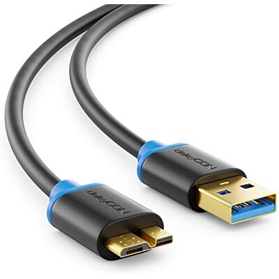deleyCON 2m Cavo Micro USB 3.0 Cavo Dati fino a 5 Gbit/s Cavi di Ricarica per Telefoni, Smartphone, Tablet e Hard Disk Esterni USB‑A Maschio a Micro‑B Maschio Nero deleyCON 2m Cavo Micro USB 3.0 Cavo Dati fino a 5 Gbit/s Cavi di Ricarica per Telefoni, Smartphone, Tablet e Hard Disk Esterni USB‑A Maschio a Micro‑B Maschio Nero