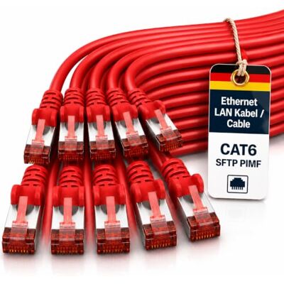 1aTTack.de 10x 10 m Cavo di rete Cat 6 cavo patch Cat6 RJ45 SFTP rosso 1aTTack.de 10x 10 m Cavo di rete Cat 6 cavo patch Cat6 RJ45 SFTP rosso