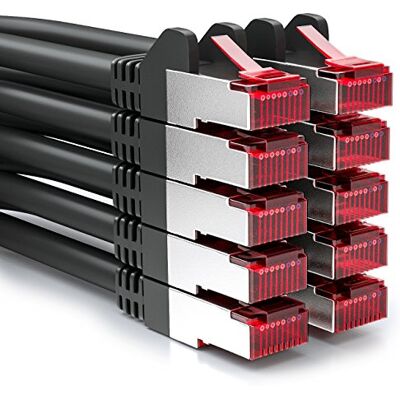 deleyCON 10x 0,25m Cavo Patch CAT6 Schermatura S/FTP PiMF CAT-6 RJ45 Rete Ethernet LAN DSL Switch Router Modem Access Point Patchpanel Nero deleyCON 10x 0,25m Cavo Patch CAT6 Schermatura S/FTP PiMF CAT-6 RJ45 Rete Ethernet LAN DSL Switch Router Modem Access Point Patchpanel Nero
