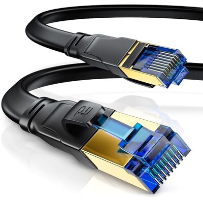 CSL-Computer CSL Cavo di Rete CAT 8 da 15 m, Piatto e Sottile, 40 Gigabit Ad Alta Velocità, Internet, Per Posa 40 Gbps Cat.8 RJ45 Per Switch Router Modem PC, Nero CSL-Computer CSL Cavo di Rete CAT 8 da 15 m, Piatto e Sottile, 40 Gigabit Ad Alta Velocità, Internet, Per Posa 40 Gbps Cat.8 RJ45 Per Switch Router Modem PC, Nero