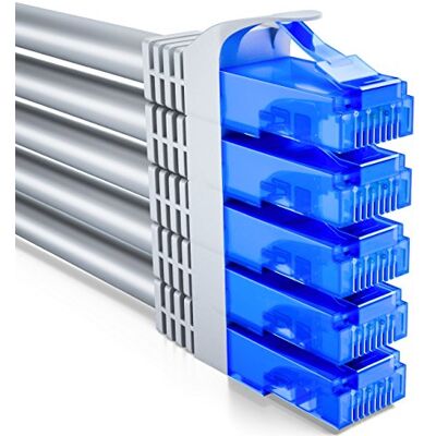 deleyCON 2m Set cavi di rete CAT6 U-UTP RJ45, 5 Pezzi Grigio Cavo LAN CAT-6, cavo patch, cavo Ethernet per DSL, switch, router, modem, ripetitore e pannello di permutazione deleyCON 2m Set cavi di rete CAT6 U-UTP RJ45, 5 Pezzi Grigio Cavo LAN CAT-6, cavo patch, cavo Ethernet per DSL, switch, router, modem, ripetitore e pannello di permutazione
