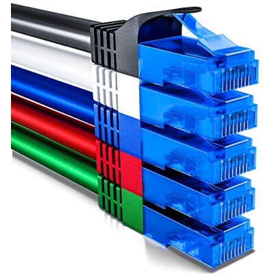 deleyCON 0,5m Set cavi di rete CAT6 U-UTP RJ45, 5 Pezzi Colorato Cavo LAN CAT-6 corto da 50 cm, cavo patch, cavo Ethernet per DSL, switch, router, modem, ripetitore deleyCON 0,5m Set cavi di rete CAT6 U-UTP RJ45, 5 Pezzi Colorato Cavo LAN CAT-6 corto da 50 cm, cavo patch, cavo Ethernet per DSL, switch, router, modem, ripetitore