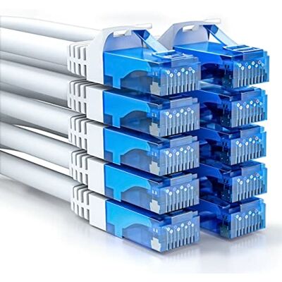 deleyCON 10x 0,5m Set Cavo Rete CAT6 Cavo LAN CAT-6 RJ45 U-UTP Corto 50cm Patch Ethernet DSL Switch Router Modem Repeater Patchpanel Bianco deleyCON 10x 0,5m Set Cavo Rete CAT6 Cavo LAN CAT-6 RJ45 U-UTP Corto 50cm Patch Ethernet DSL Switch Router Modem Repeater Patchpanel Bianco