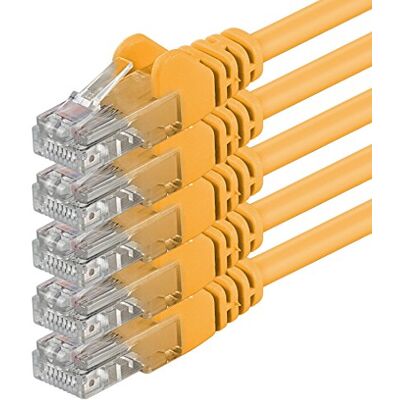 1aTTack.de 1attack, cavo di rete patch UTP Cat6, con 2 connettori RJ45, confezione da 5 pezzi yellow 0.25m 1aTTack.de 1attack, cavo di rete patch UTP Cat6, con 2 connettori RJ45, confezione da 5 pezzi yellow 0.25m