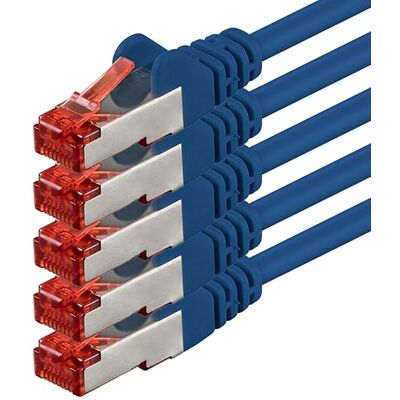 1aTTack.de 5x 0,5m cavo Ethernet Cat6 RJ45 SFTP cavo rete LAN patch blu per router switch gaming PC smart TV console – alta velocità Gigabit cavo schermato ad alte prestazioni 1aTTack.de 5x 0,5m cavo Ethernet Cat6 RJ45 SFTP cavo rete LAN patch blu per router switch gaming PC smart TV console – alta velocità Gigabit cavo schermato ad alte prestazioni