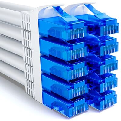 deleyCON 10x 0,25m Set Cavo Rete CAT6 Cavo LAN CAT-6 RJ45 U-UTP Corto 25cm Patch Ethernet DSL Switch Router Modem Repeater Patchpanel Bianco deleyCON 10x 0,25m Set Cavo Rete CAT6 Cavo LAN CAT-6 RJ45 U-UTP Corto 25cm Patch Ethernet DSL Switch Router Modem Repeater Patchpanel Bianco