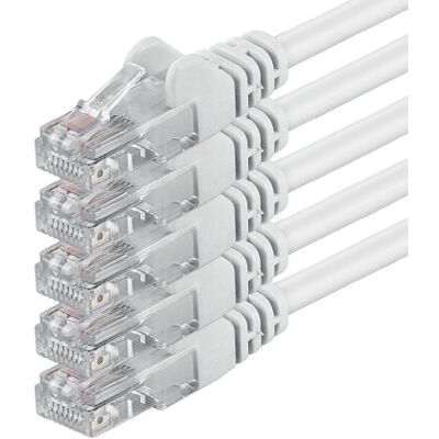 1aTTack.de 10m CAT.6 CAT6 Cavo Ethernet LAN 1000 Mbit/s, 5x bianco Cavo patch Internet Cat 6, cavo LAN di rete, per switch, router, modem e patch panel 1aTTack.de 10m CAT.6 CAT6 Cavo Ethernet LAN 1000 Mbit/s, 5x bianco Cavo patch Internet Cat 6, cavo LAN di rete, per switch, router, modem e patch panel