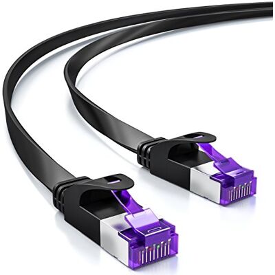 deleyCON 1m Cavo Rete CAT7 Piatto (CAT 7 con 10 Gbit/s) Gigabit LAN Cavo Patch RJ45 Ethernet Installazione Piatto per Internet Switch Router Modem Patchpanel Nero deleyCON 1m Cavo Rete CAT7 Piatto (CAT 7 con 10 Gbit/s) Gigabit LAN Cavo Patch RJ45 Ethernet Installazione Piatto per Internet Switch Router Modem Patchpanel Nero