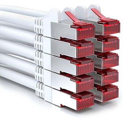 deleyCON 10x 0,25m Cavo Patch CAT6 Schermatura S/FTP PiMF CAT-6 RJ45 Rete Ethernet LAN DSL Switch Router Modem Access Point Patchpanel Bianco deleyCON 10x 0,25m Cavo Patch CAT6 Schermatura S/FTP PiMF CAT-6 RJ45 Rete Ethernet LAN DSL Switch Router Modem Access Point Patchpanel Bianco