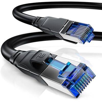 CSL-Computer CSL Cavo di rete CAT 8.1 da 15 m, 40 Gbits, cavo patch LAN, cavo dati CAT8 ad alta velocità, velocità Gigabit Ethernet, 40000 Mbits, schermatura S/FTP PIMF, connettore RJ45 CSL-Computer CSL Cavo di rete CAT 8.1 da 15 m, 40 Gbits, cavo patch LAN, cavo dati CAT8 ad alta velocità, velocità Gigabit Ethernet, 40000 Mbits, schermatura S/FTP PIMF, connettore RJ45