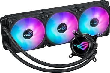 Asus ROG Strix LC III 360 ARGB, dissipatore di liquidi per CPU all-in-one con blocco dell'acqua ruotabile a 360°, pompa Asetek V2 di 7a generazione, ventole ARGB ROG Premium, Aura Sync, Nero