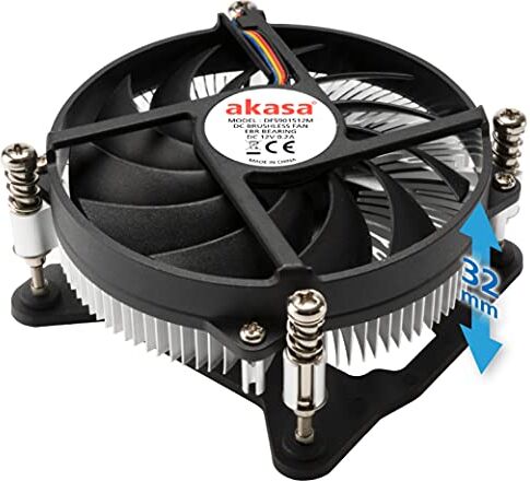 Akasa KS12   Raffreddatore a basso profilo 31,8 mm   Refrigeratore CPU PWM   Basso rumore   TDP 65W   AK-CC6308EP01   Ottimizzato per custodie Mini-ITX e HTPC