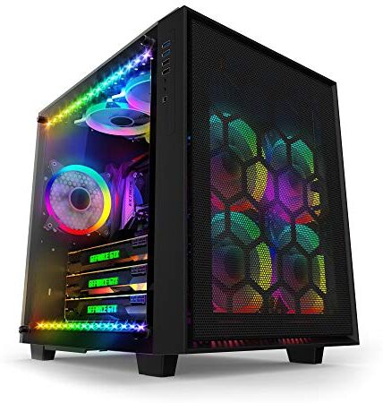 anidees AI Crystal Cube Pannello a maglie AR V3 vetro temperato EATX/ATX Case per PC con 5 ventole RGB PWM / 2 strisce a LED Nero