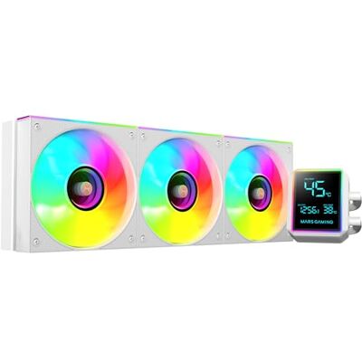 Mars Gaming ML-LCDPRO360 Raffreddamento Liquido AIO 600 W TDP, Schermo LCD 2,8" Multimonitor, Pompa 4ª Gen Opti-Chamber con Base in Rame, 3× Ventole 120 mm ARGB Infinity Mirror, Bianco Mars Gaming ML-LCDPRO360 Raffreddamento Liquido AIO 600 W TDP, Schermo LCD 2,8" Multimonitor, Pompa 4ª Gen Opti-Chamber con Base in Rame, 3× Ventole 120 mm ARGB Infinity Mirror, Bianco