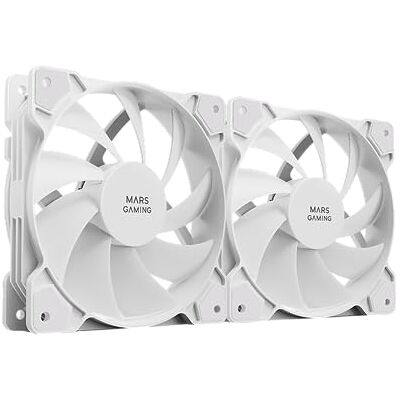 Mars Gaming MF-PWMX2 Bianco, Kit 2 Ventole 120 mm, Ultra-Silenzioso FDB 12dB, Sistema Antivibrazione, Sistema PWM Mars Gaming MF-PWMX2 Bianco, Kit 2 Ventole 120 mm, Ultra-Silenzioso FDB 12dB, Sistema Antivibrazione, Sistema PWM