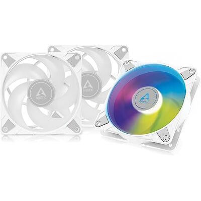 Arctic P12 PWM PST A-RGB (3 Pezzi) Ventola per case PC PWM da 120 mm ottimizzata per la pressione statica, ventola per case, semi-passiva: 200-2000 rpm (0 rpm <5%), 5V 3 pin A-RGB LED Bianco Arctic P12 PWM PST A-RGB (3 Pezzi) Ventola per case PC PWM da 120 mm ottimizzata per la pressione statica, ventola per case, semi-passiva: 200-2000 rpm (0 rpm <5%), 5V 3 pin A-RGB LED Bianco