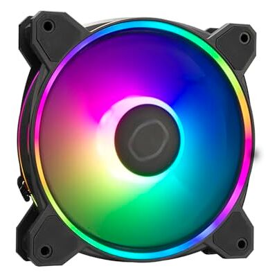 Cooler Master MasterFan MF120 Halo2 ARGB Custodia e ventola di raffreddamento, RGB doppio anello, cuscinetto fucile, lame bilanciamento con sensore di inceppamento e driver IC aggiornato 120mm Cooler Master MasterFan MF120 Halo2 ARGB Custodia e ventola di raffreddamento, RGB doppio anello, cuscinetto fucile, lame bilanciamento con sensore di inceppamento e driver IC aggiornato 120mm