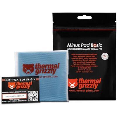 Thermal Grizzly Minus Pad Basic 2x 100x100x1,5 mm Pad termico GPU SSD Thermal Grizzly Minus Pad Basic 2x 100x100x1,5 mm Pad termico GPU SSD